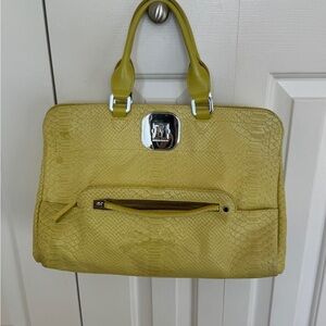 Lime green snake print leather Longchamp Gatsby bag
